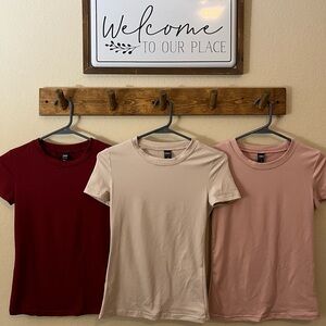 3 Pack Girl Red, Cream and Pink Fitted Short Sleeve Tees